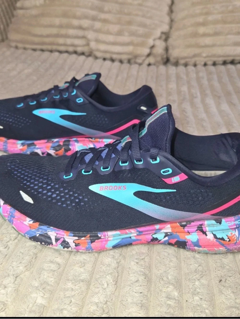 Brooks Ghost 15 Women's Running Shoes Navy Blue Teal Pink Sneakers Size 11 - Picture 2 of 8